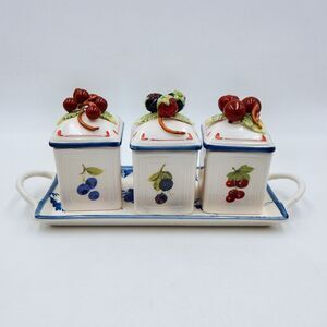 Villeroy & Boch Cottage Charm Country Collection Jelly Jam Jars Pots Tray